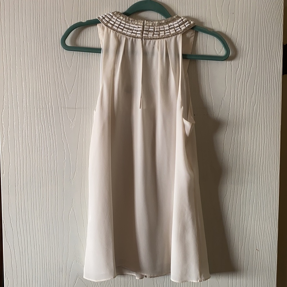 WH/BM Cream Silk top with embellishments - Picture 6 of 11